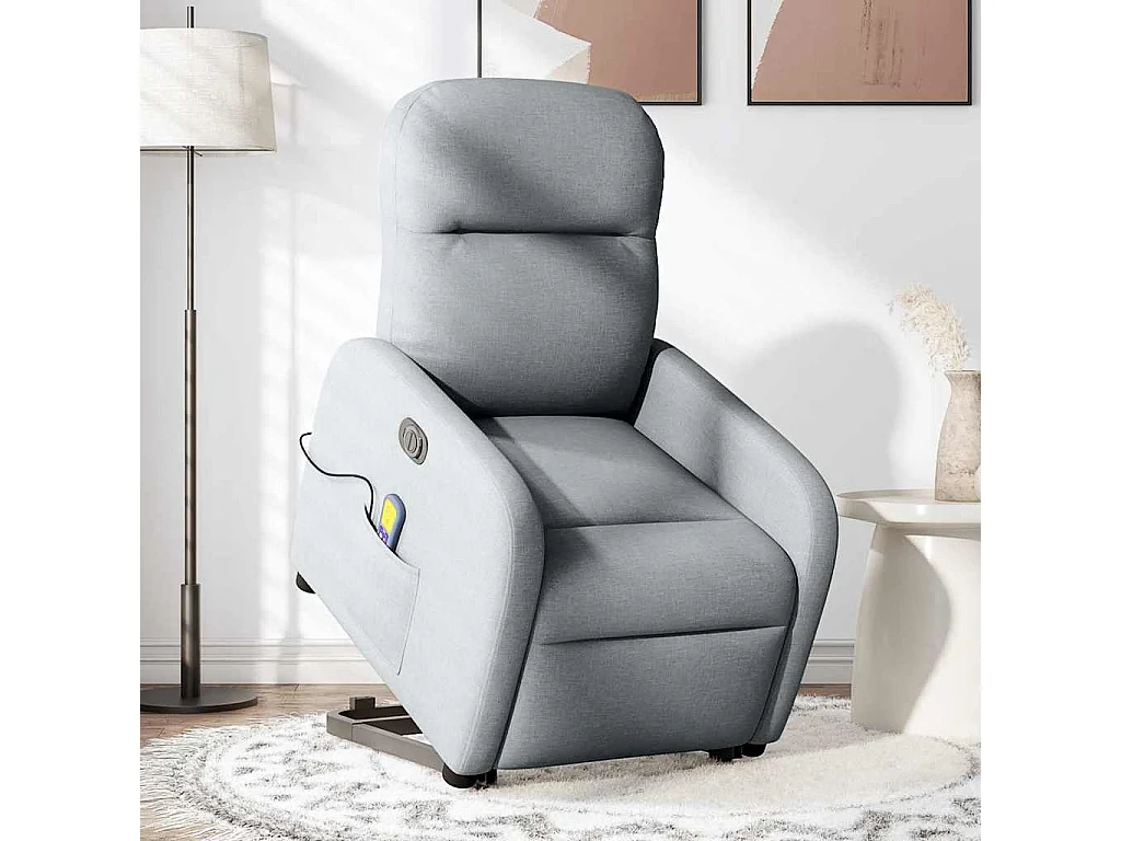 Fauteuil inclinable de massage électrique Gris clair Tissu