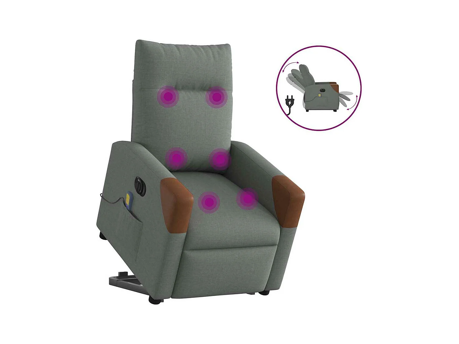Fauteuil inclinable de massage électrique Gris foncé Tissu