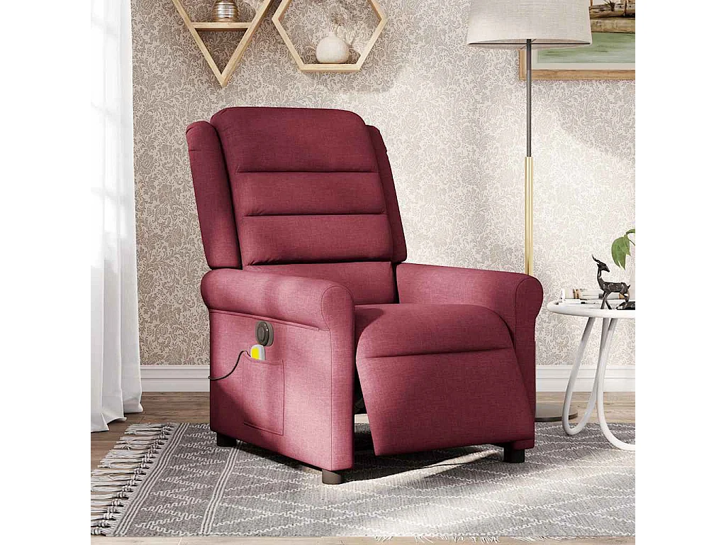 Fauteuil de massage inclinable électrique Rouge bordeaux Tissu