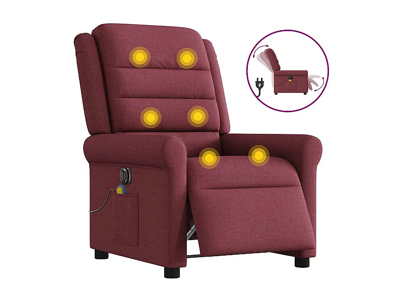 Fauteuil de massage inclinable électrique Rouge bordeaux Tissu