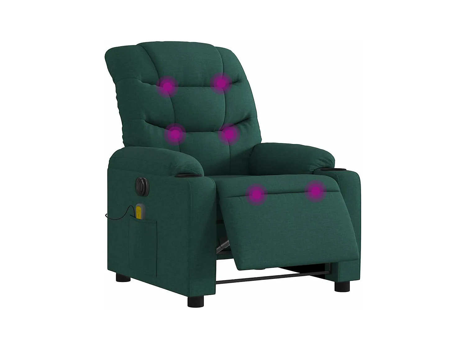 Fauteuil de massage inclinable électrique Vert foncé Tissu