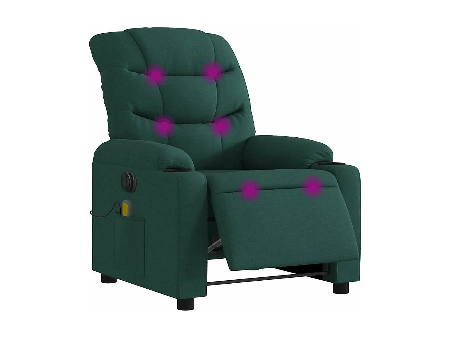 Fauteuil de massage inclinable électrique Vert foncé Tissu