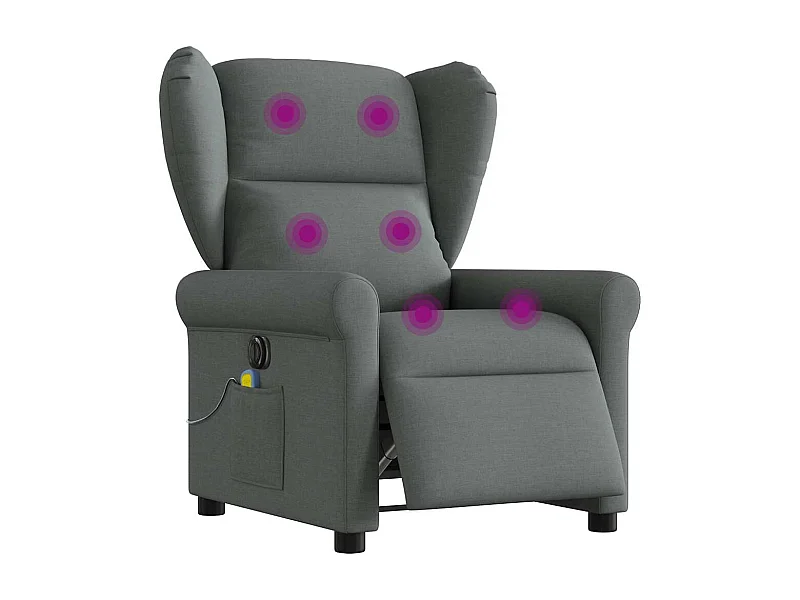 Fauteuil inclinable de massage électrique gris foncé tissu