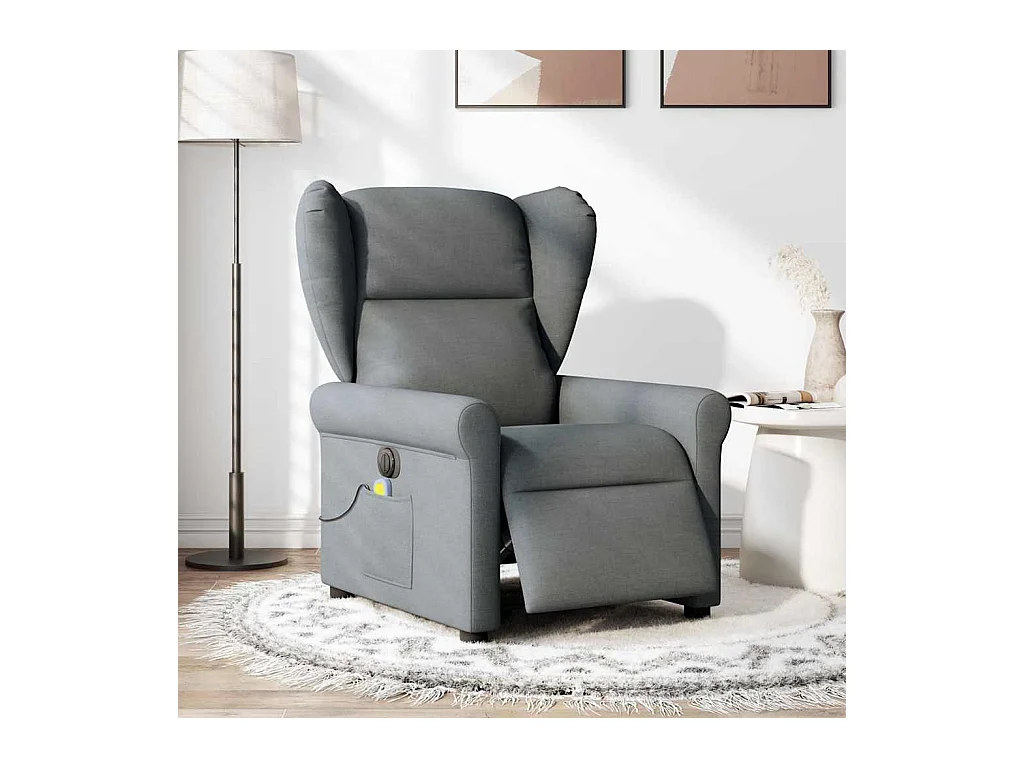 Fauteuil inclinable de massage électrique gris foncé tissu