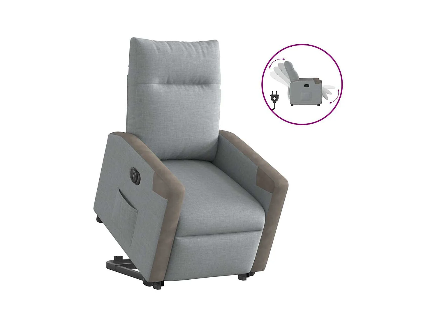 Fauteuil inclinable électrique gris clair tissu
