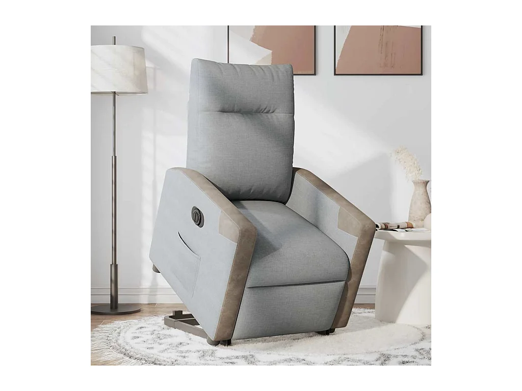 Fauteuil inclinable électrique gris clair tissu