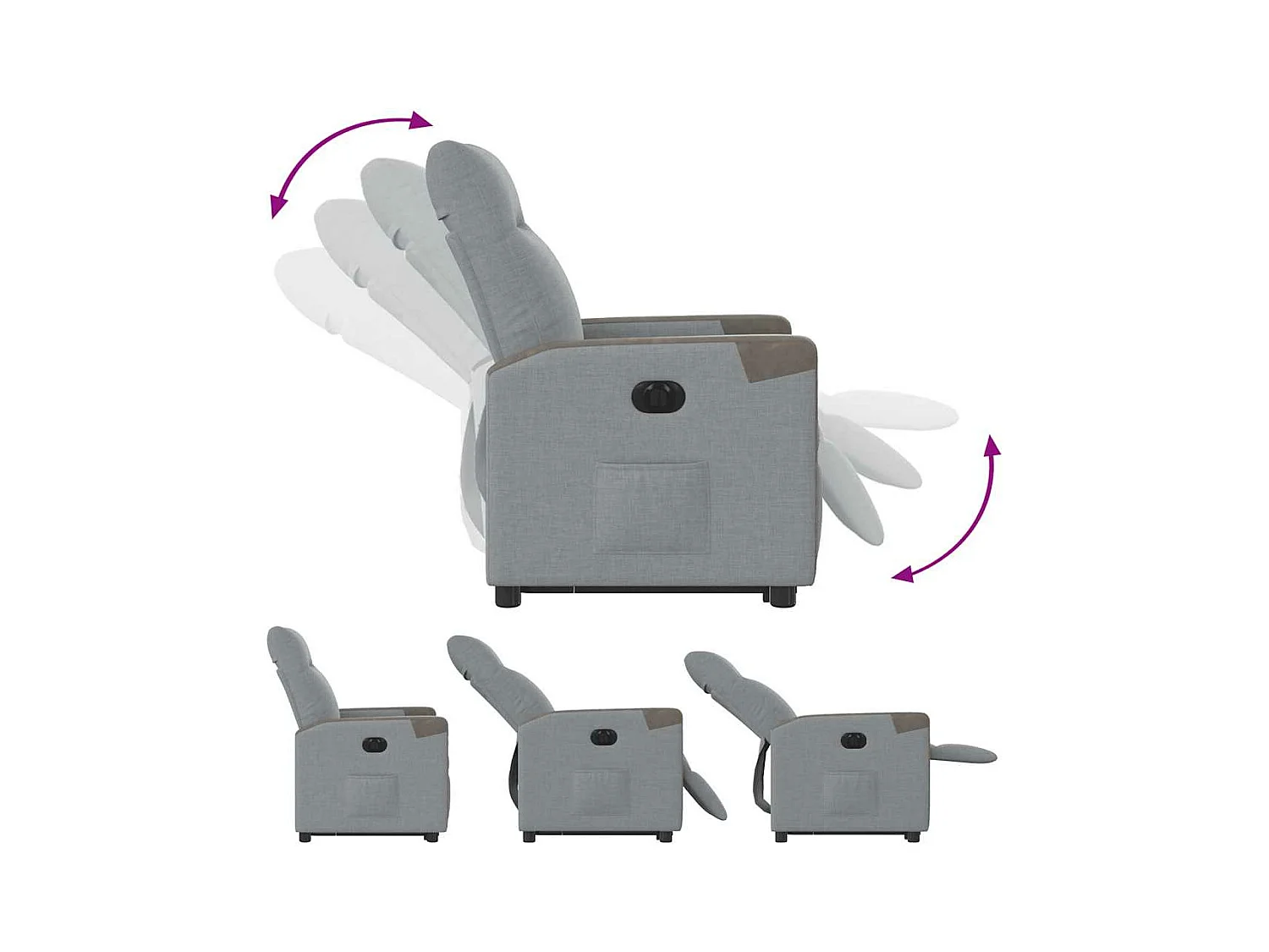 Fauteuil inclinable électrique gris clair tissu