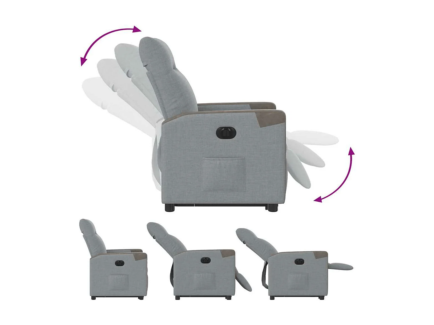 Fauteuil inclinable électrique gris clair tissu