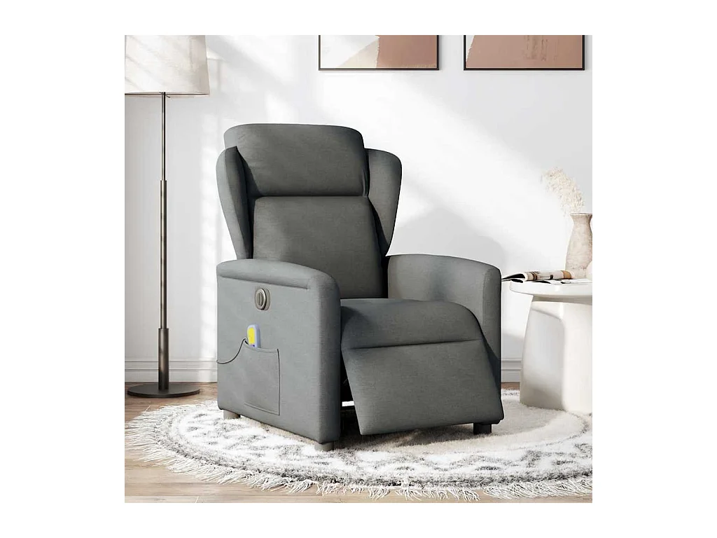 Sillón masajeador eléctrico reclinable de tela gris oscuro