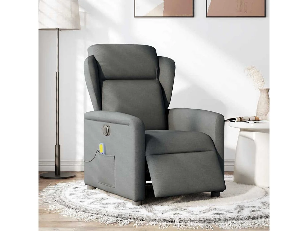 Fauteuil inclinable de massage électrique gris foncé tissu