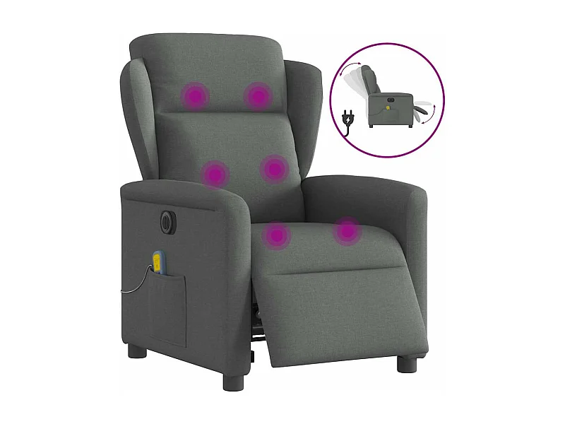Fauteuil inclinable de massage électrique gris foncé tissu