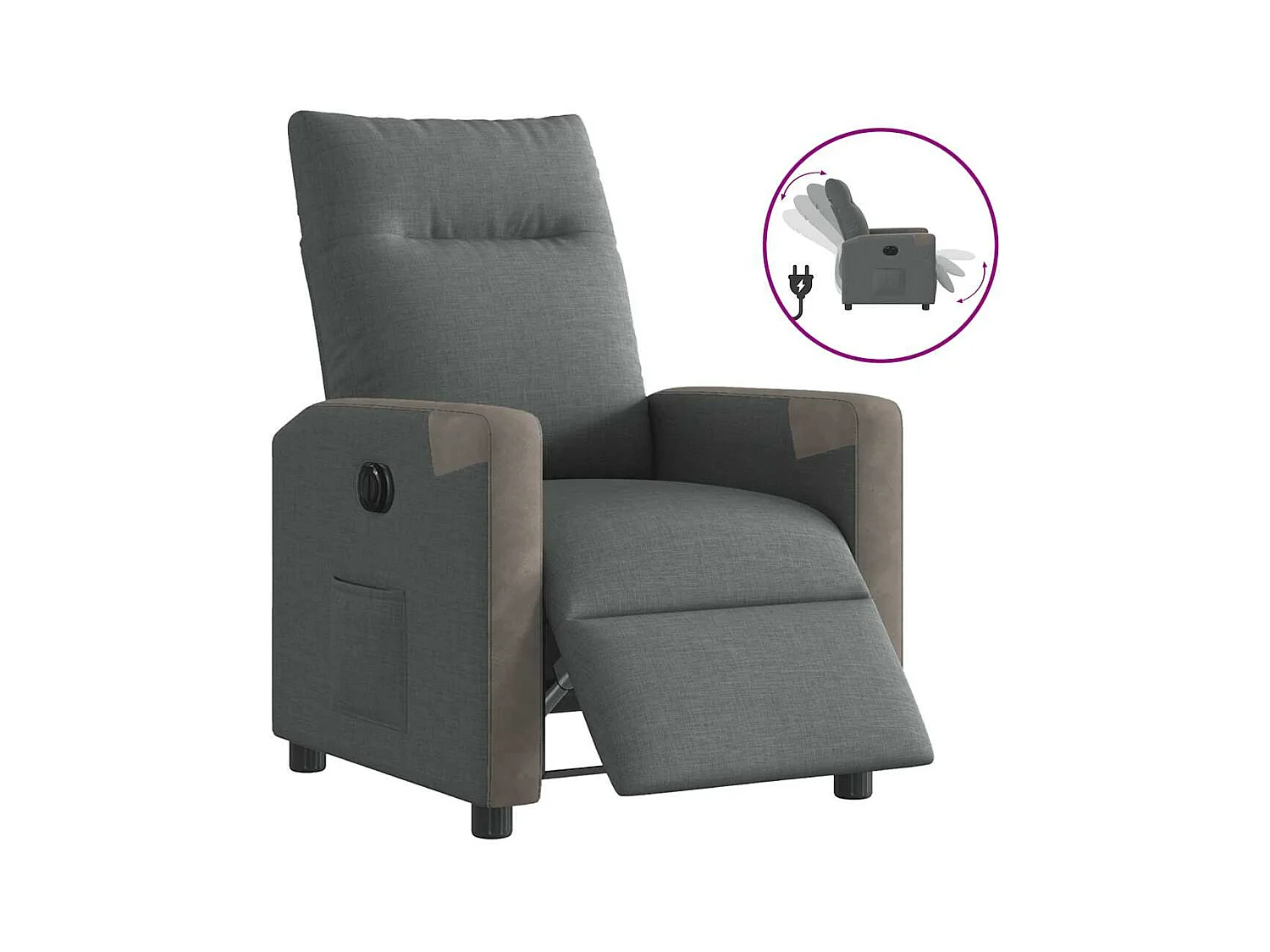 Fauteuil inclinable électrique Gris foncé Tissu