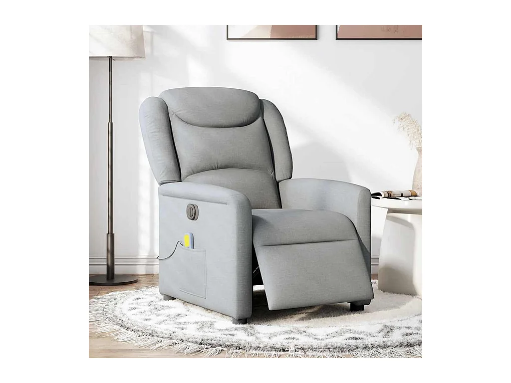 Fauteuil de massage inclinable électrique gris clair tissu