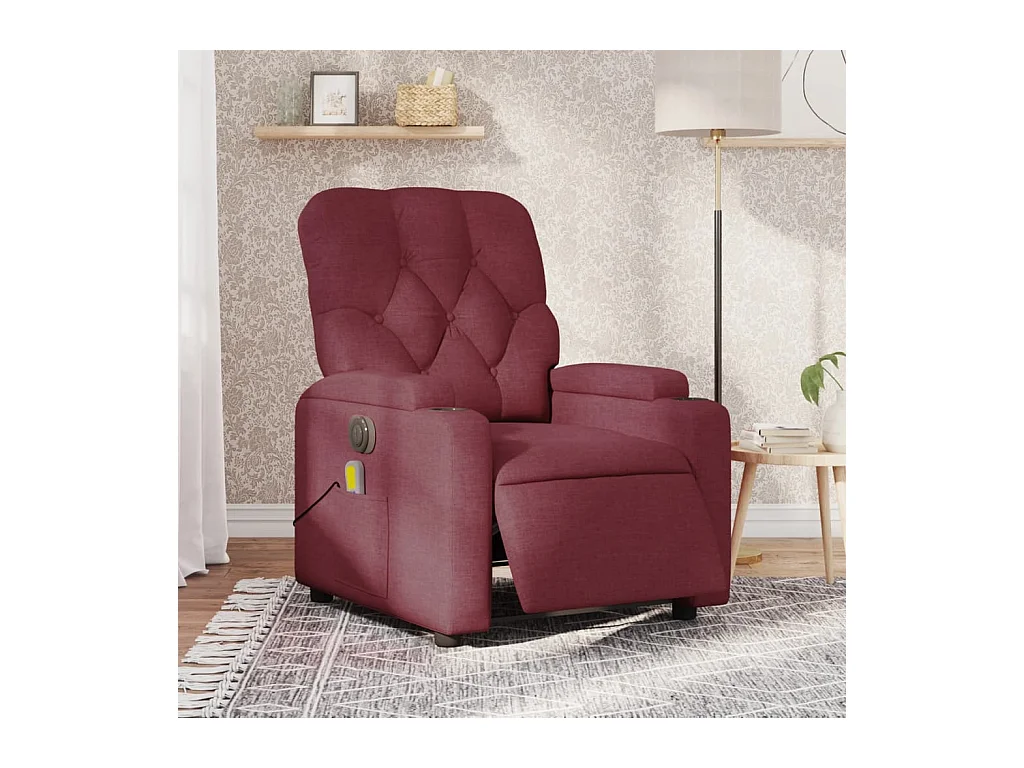 Fauteuil de massage inclinable électrique Rouge bordeaux Tissu