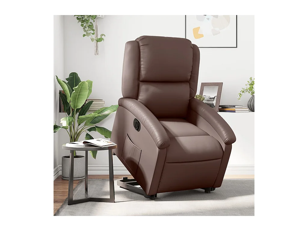Fauteuil inclinable électrique marron similicuir