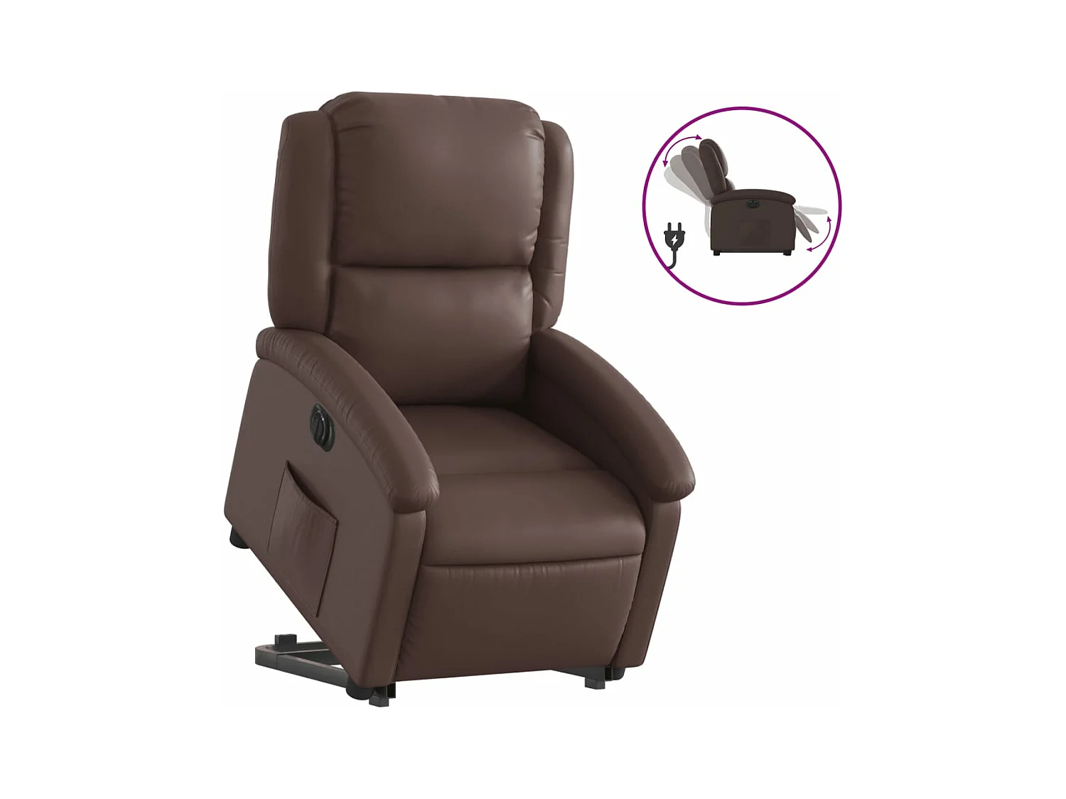 Fauteuil inclinable électrique marron similicuir