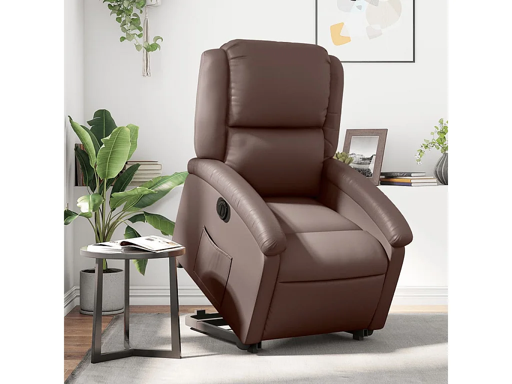Fauteuil inclinable électrique marron similicuir
