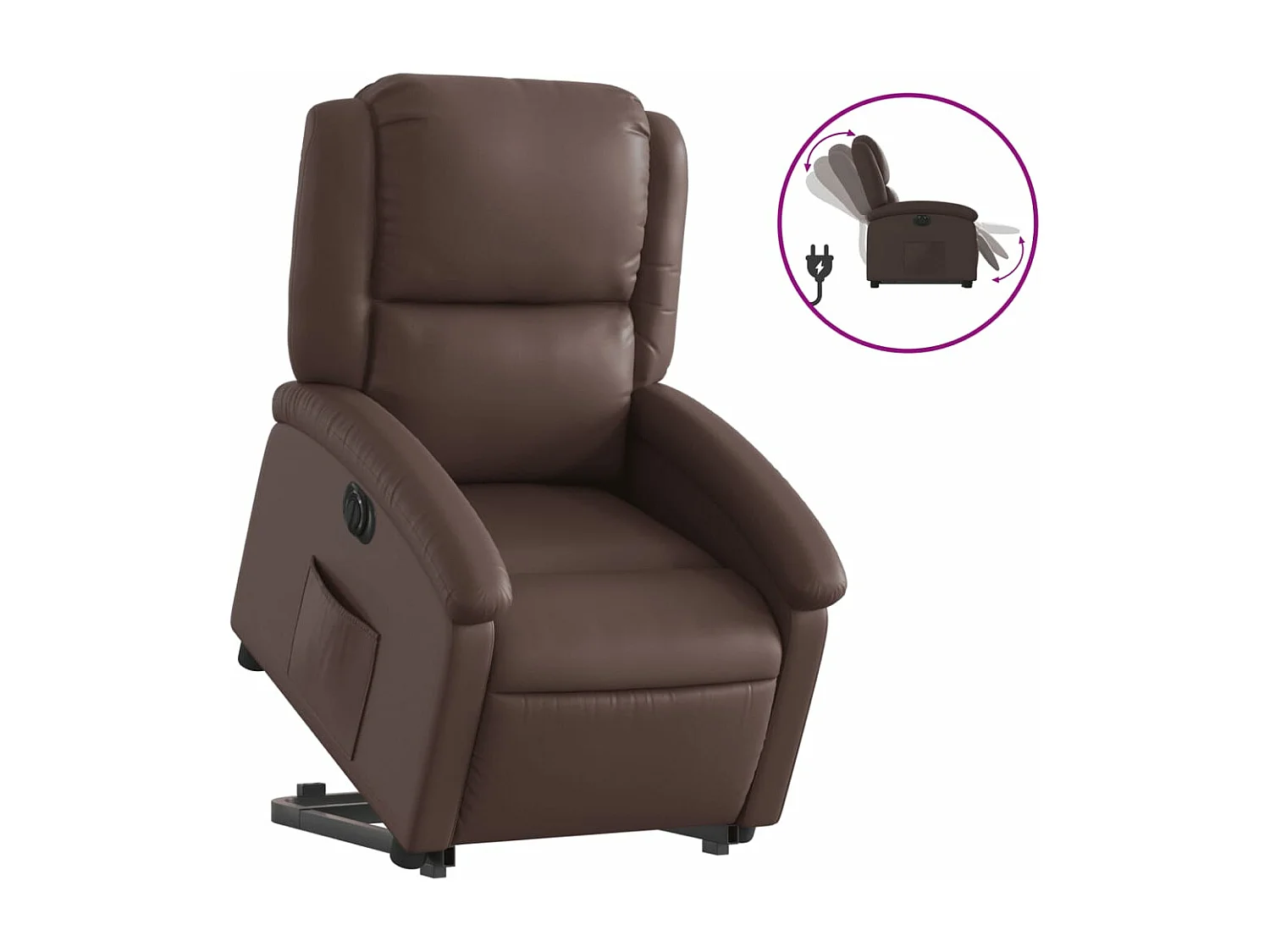 Fauteuil inclinable électrique marron similicuir