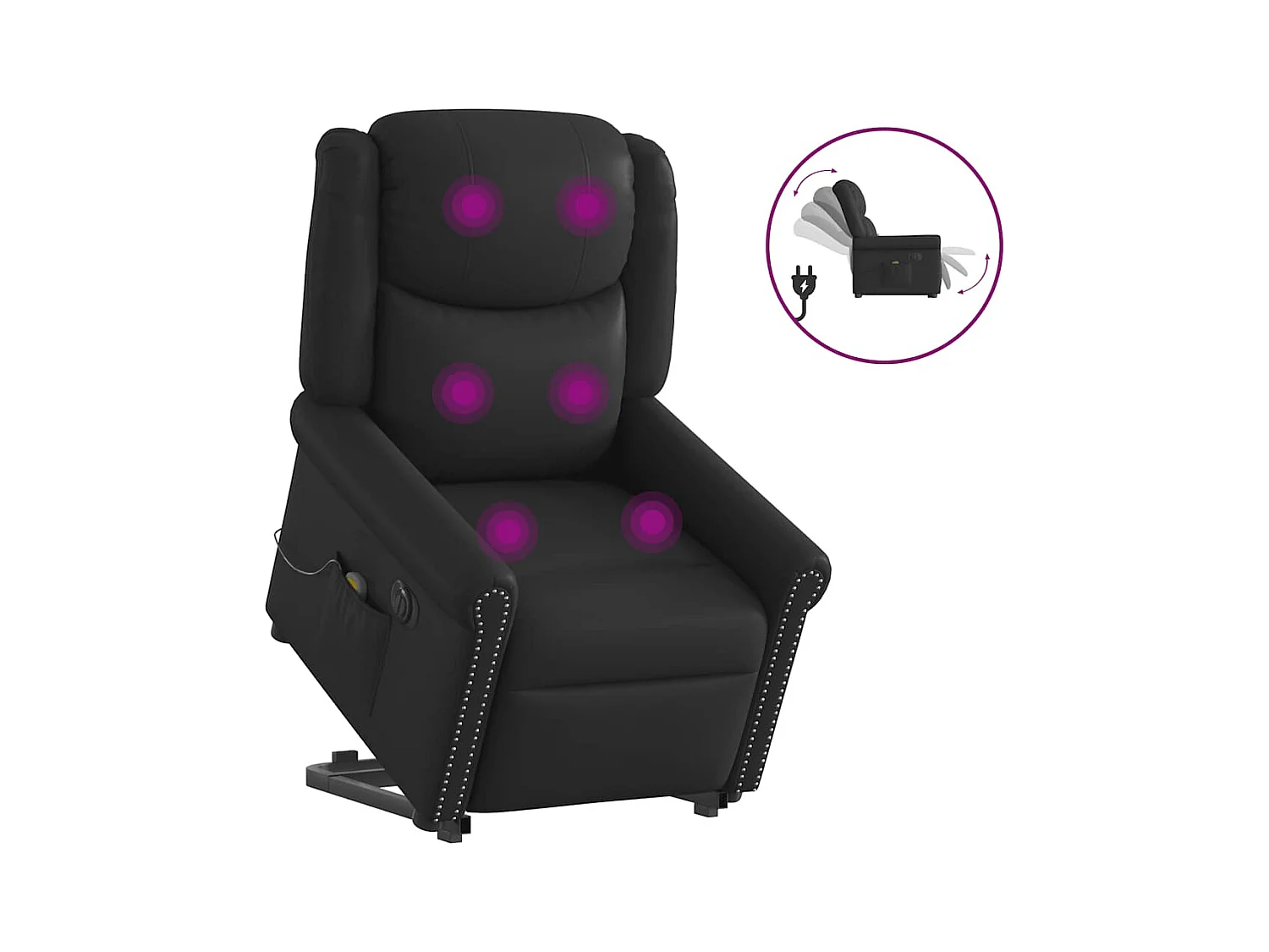 Fauteuil inclinable massage électrique noir brillant similicuir