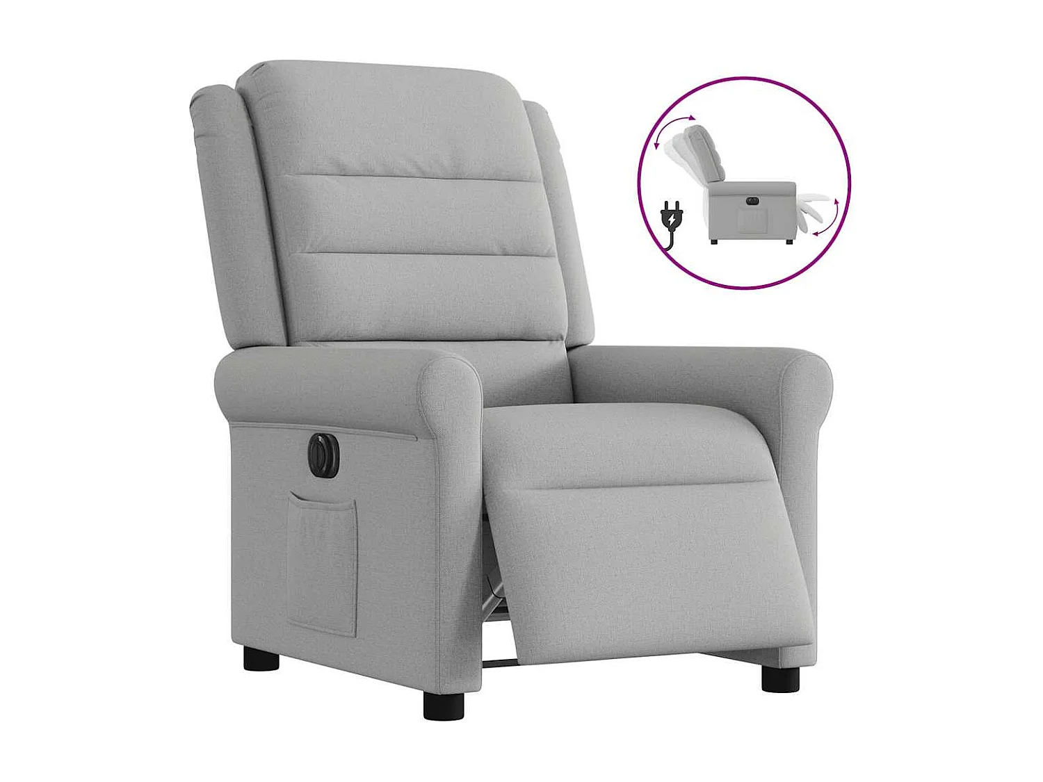 Fauteuil inclinable électrique gris nuage tissu