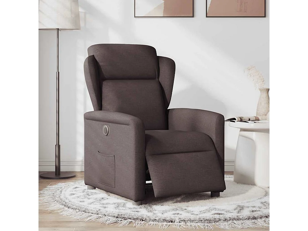 Fauteuil inclinable électrique Marron foncé Tissu