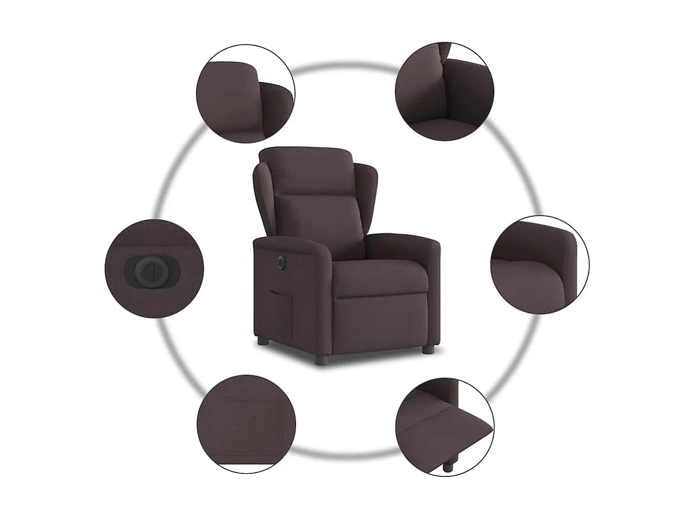 Fauteuil inclinable électrique Marron foncé Tissu