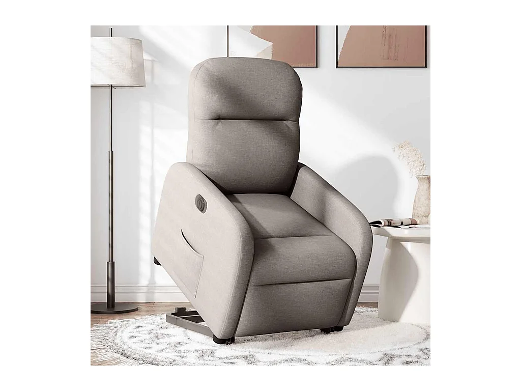 Poltrona reclinabile elettrica in tessuto color talpa