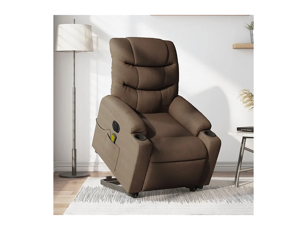 Fauteuil inclinable de massage électrique Marron Tissu