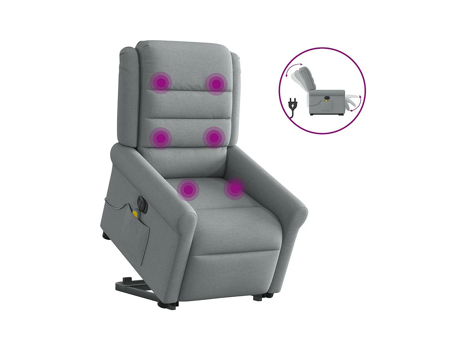 Fauteuil inclinable de massage électrique Gris clair Tissu