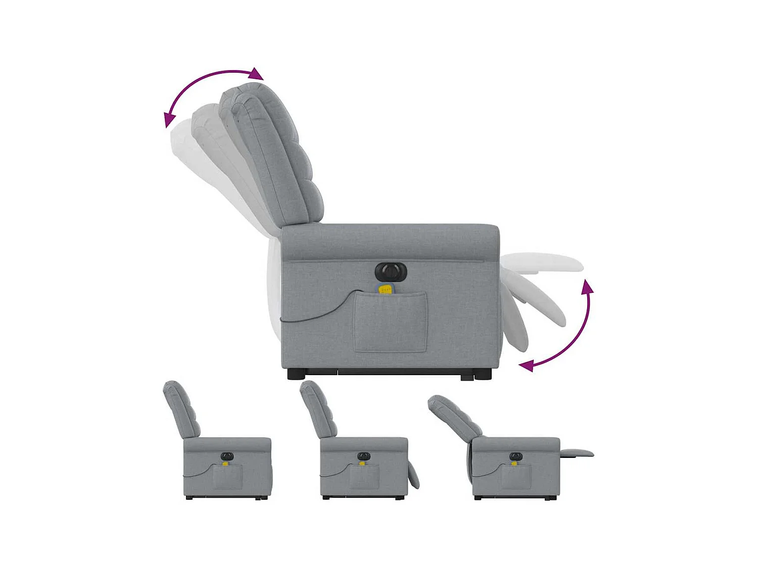 Fauteuil inclinable de massage électrique Gris clair Tissu