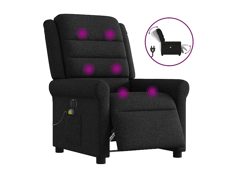 Fauteuil de massage inclinable électrique Noir Tissu