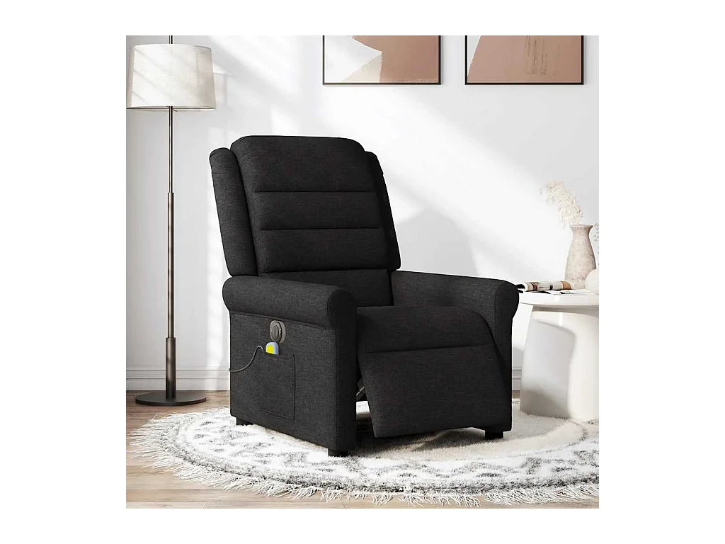 Fauteuil de massage inclinable électrique Noir Tissu