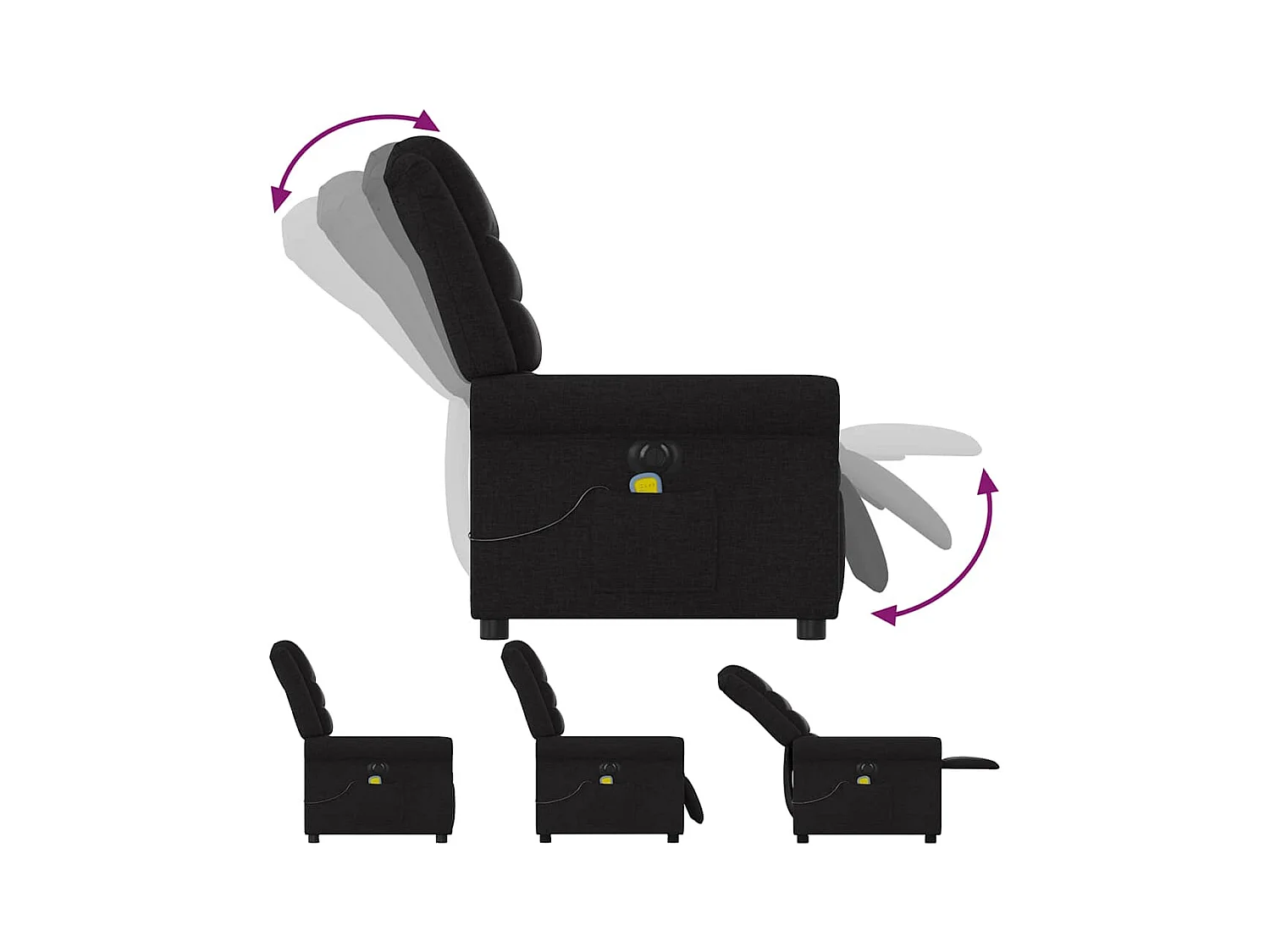 Fauteuil de massage inclinable électrique Noir Tissu