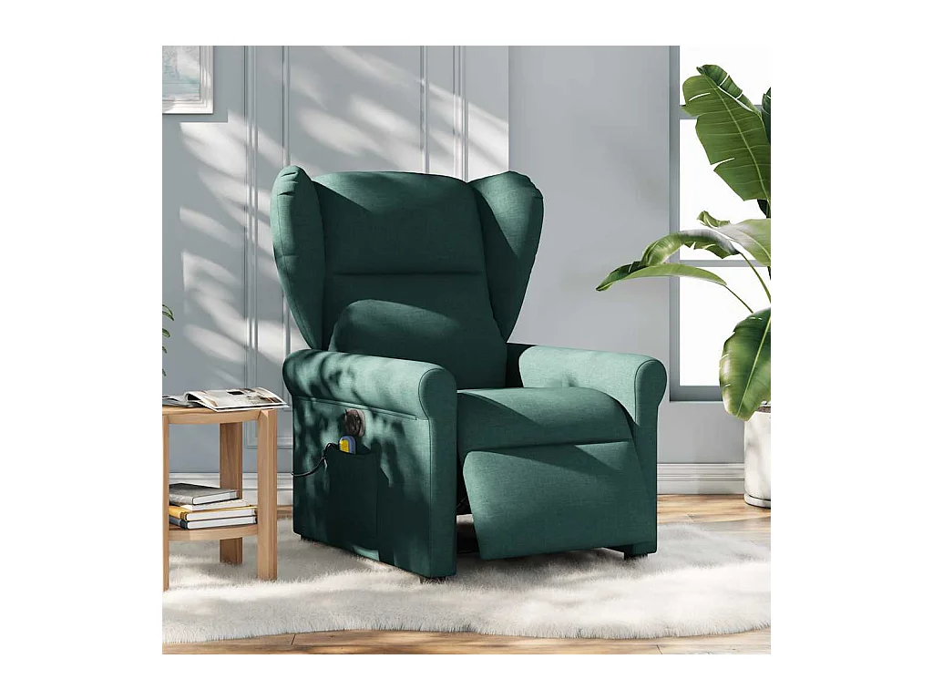 Elektrischer Liegemassagesessel, dunkelgrüner Stoff