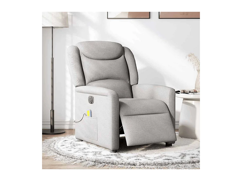 Fauteuil de massage inclinable électrique gris nuage tissu