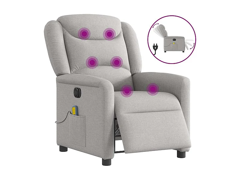 Fauteuil de massage inclinable électrique gris nuage tissu