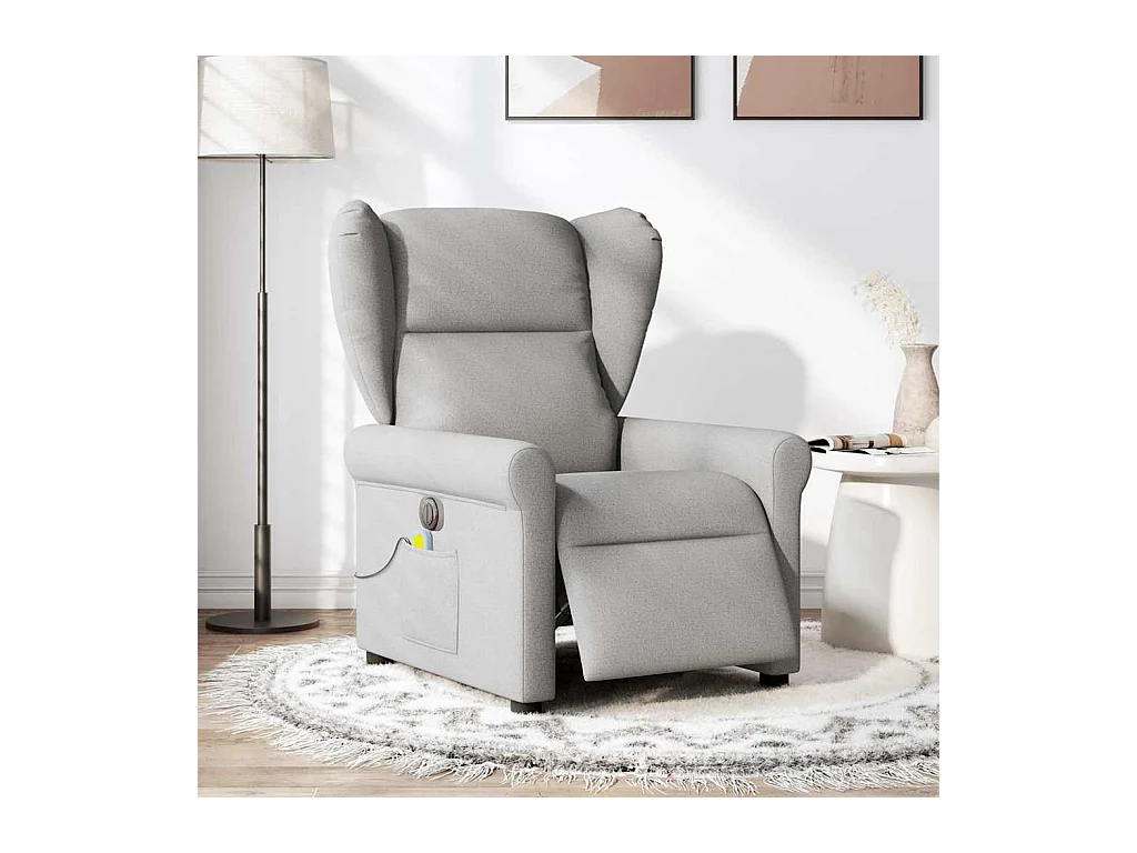 Fauteuil de massage inclinable électrique gris nuage tissu