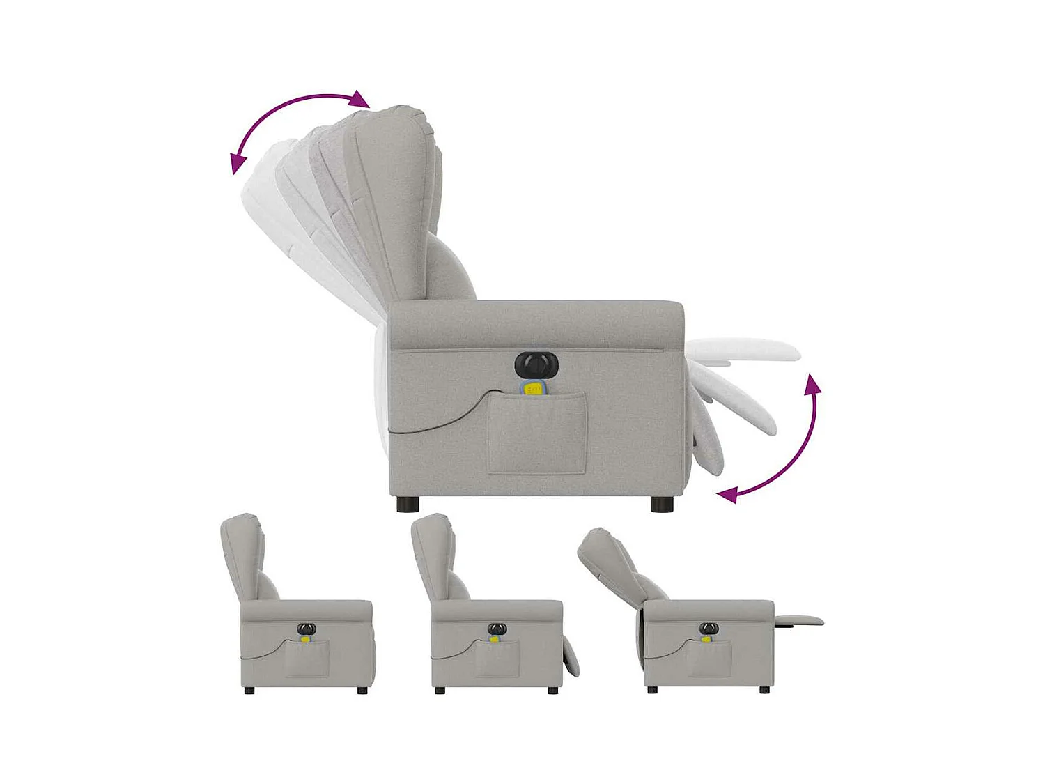 Fauteuil de massage inclinable électrique gris nuage tissu