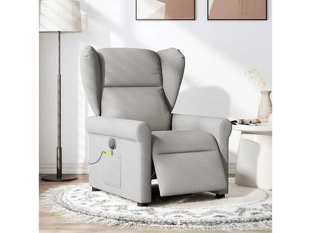 Fauteuil de massage inclinable électrique gris nuage tissu