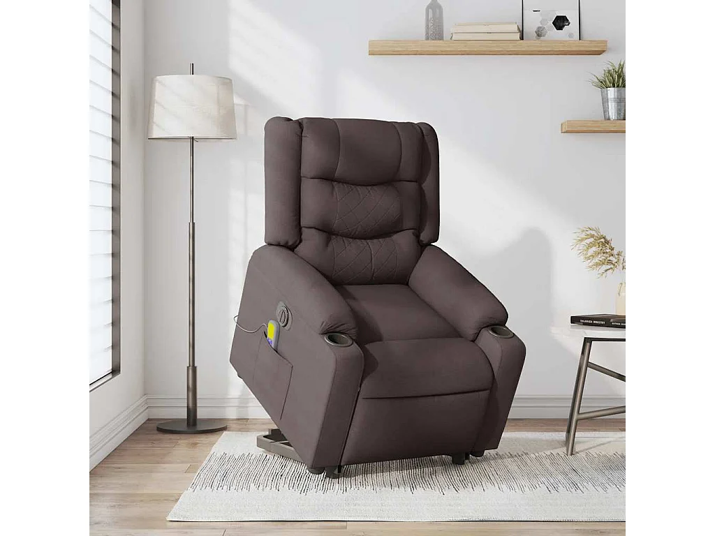 Fauteuil inclinable de massage électrique Marron foncé Tissu