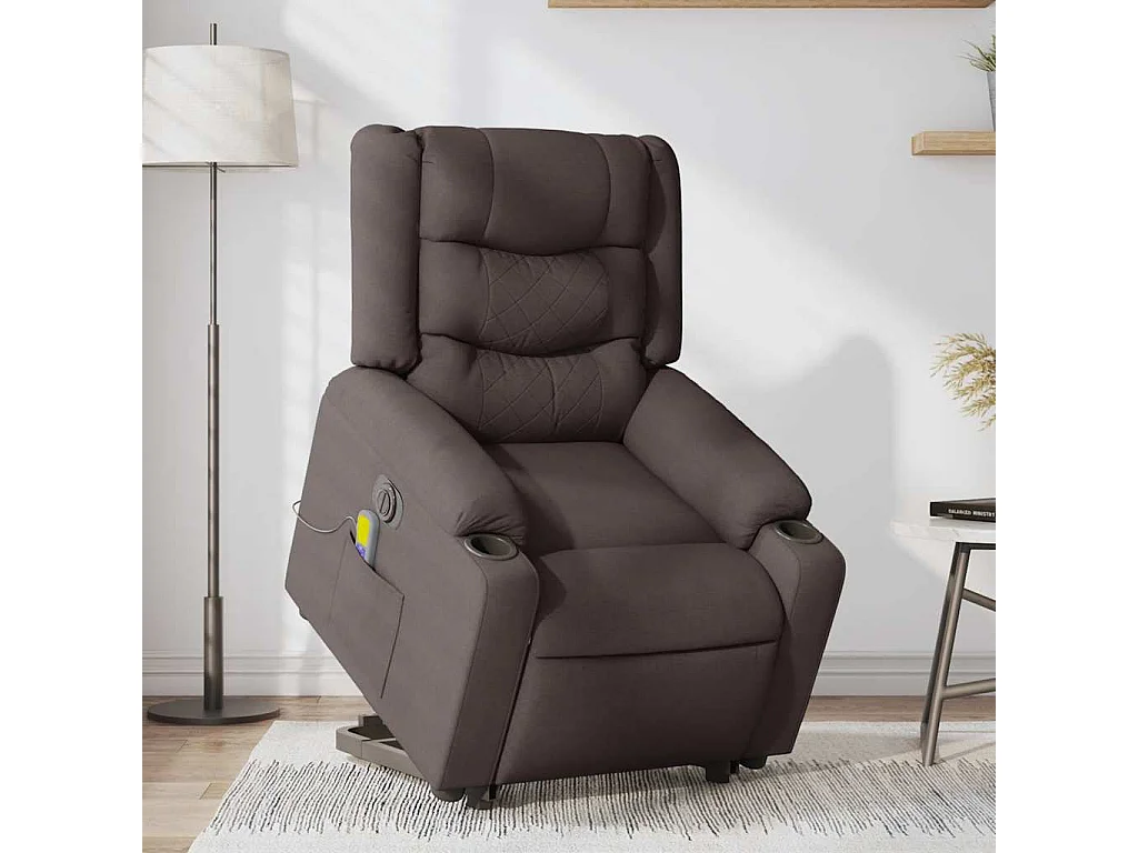 Fauteuil inclinable de massage électrique Marron foncé Tissu
