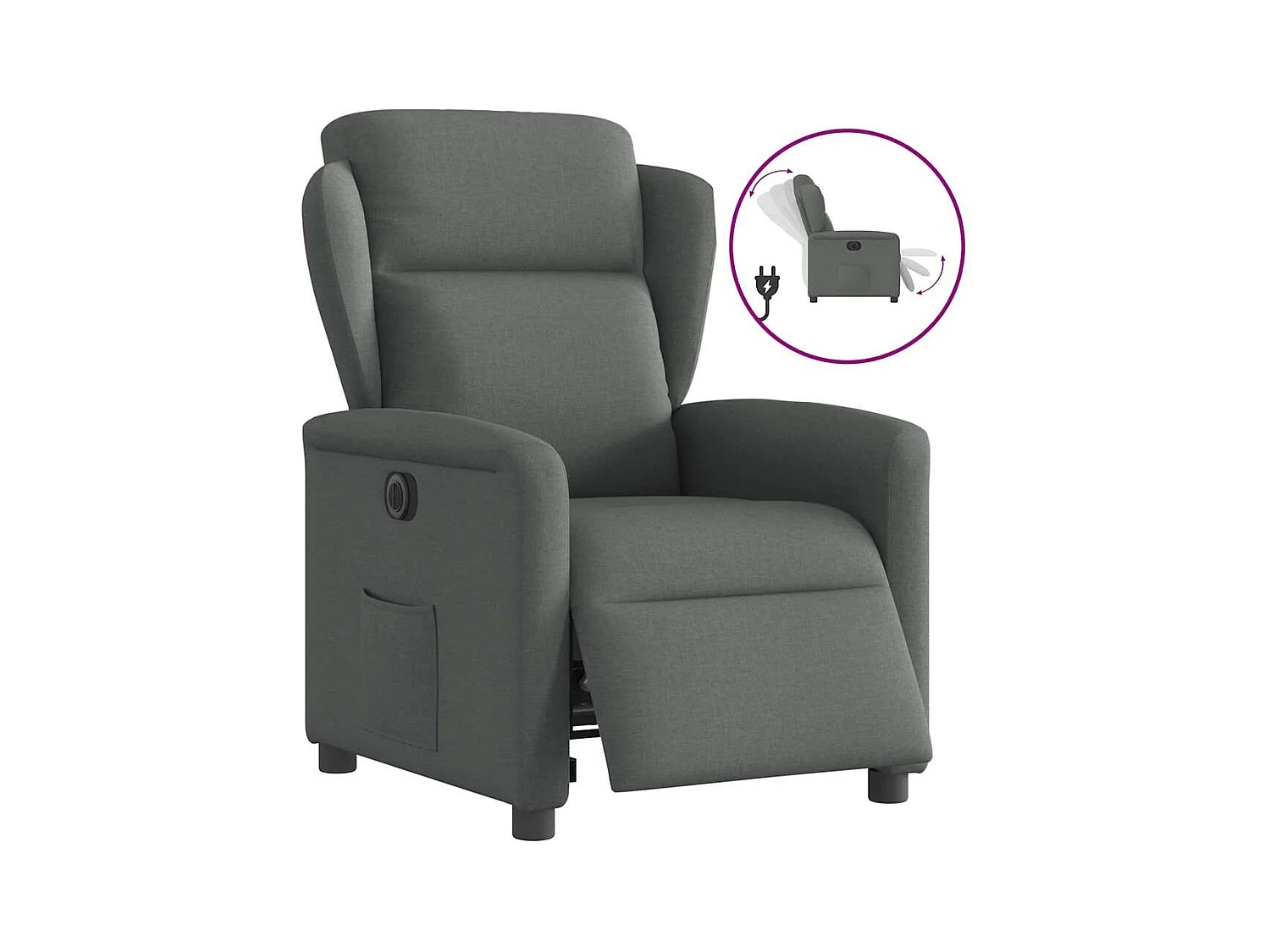 Fauteuil inclinable électrique Gris foncé Tissu