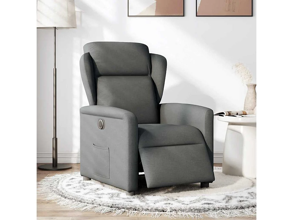 Poltrona reclinabile elettrica Tessuto grigio scuro