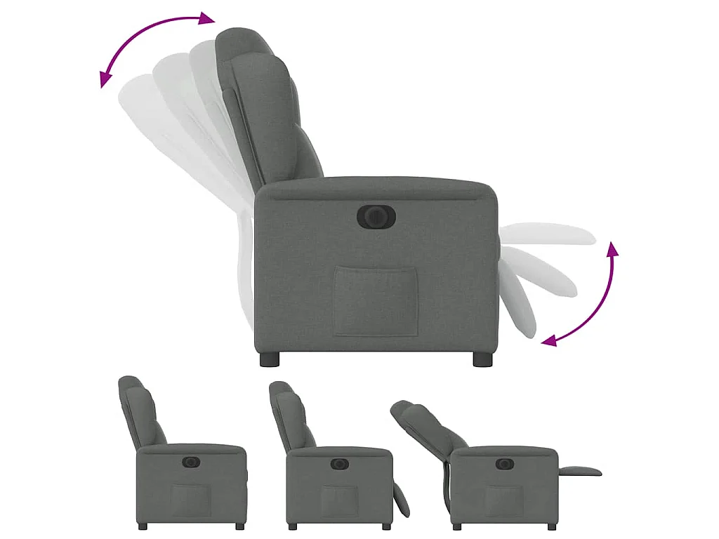Poltrona reclinabile elettrica Tessuto grigio scuro