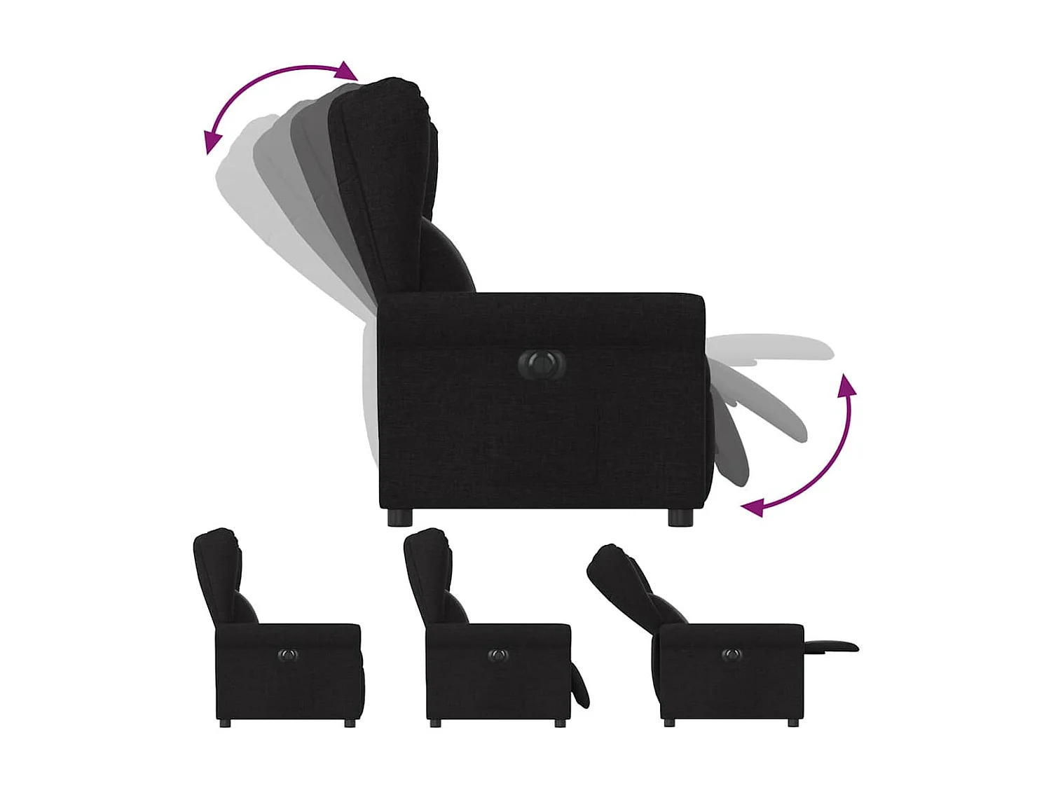 Fauteuil inclinable électrique Noir Tissu