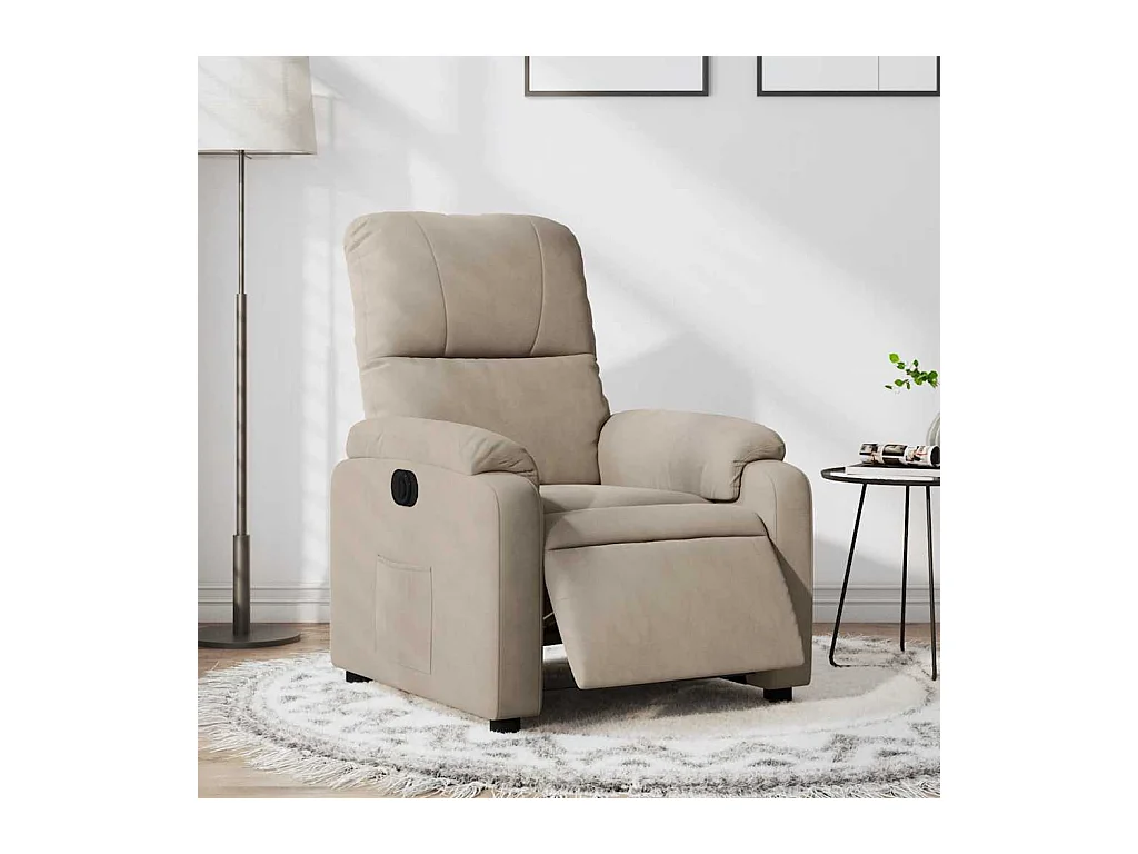 Fauteuil inclinable électrique taupe tissu microfibre