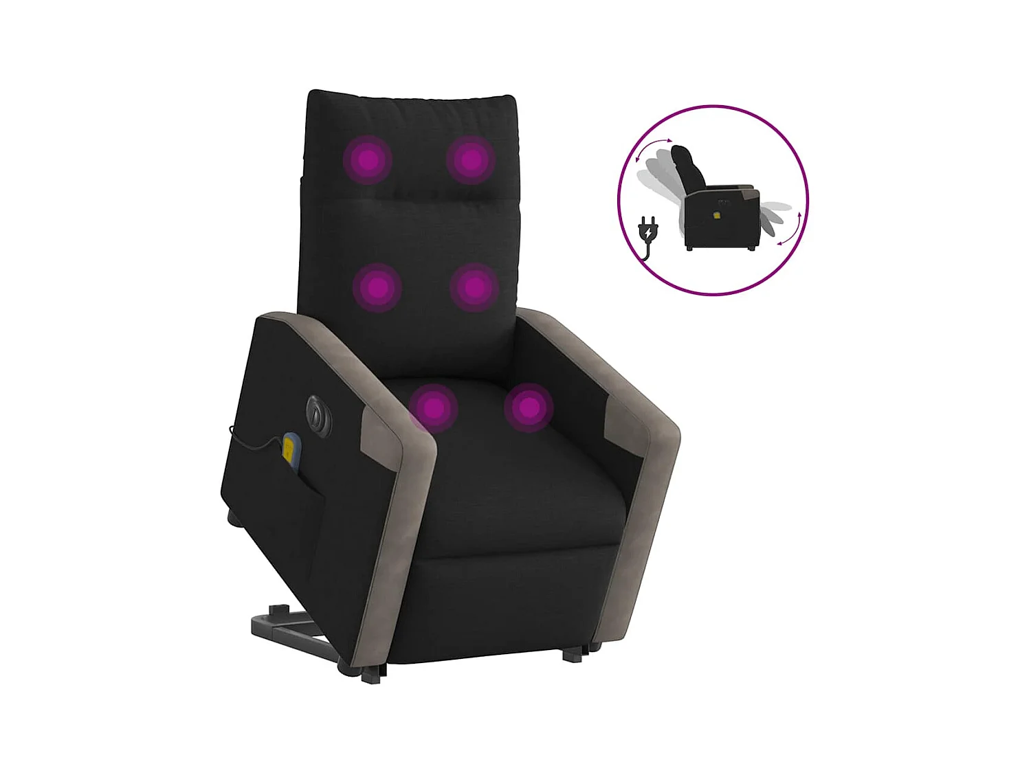 Fauteuil inclinable de massage électrique Noir Tissu