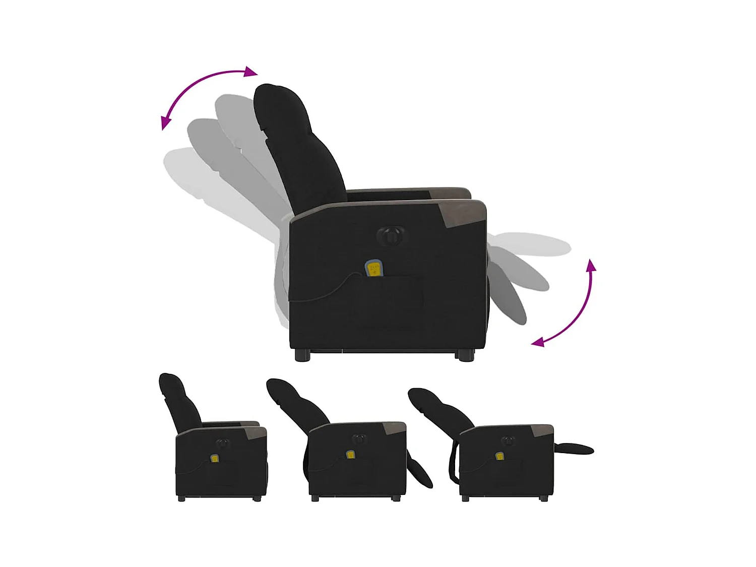 Fauteuil inclinable de massage électrique Noir Tissu