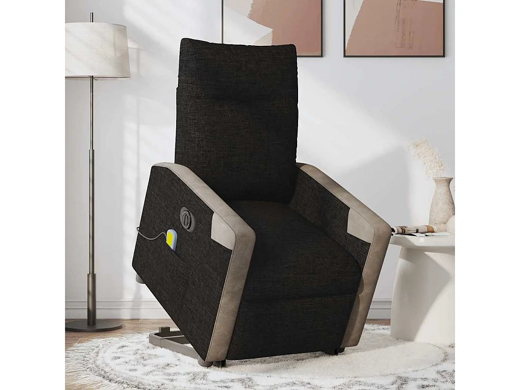 Fauteuil inclinable de massage électrique Noir Tissu