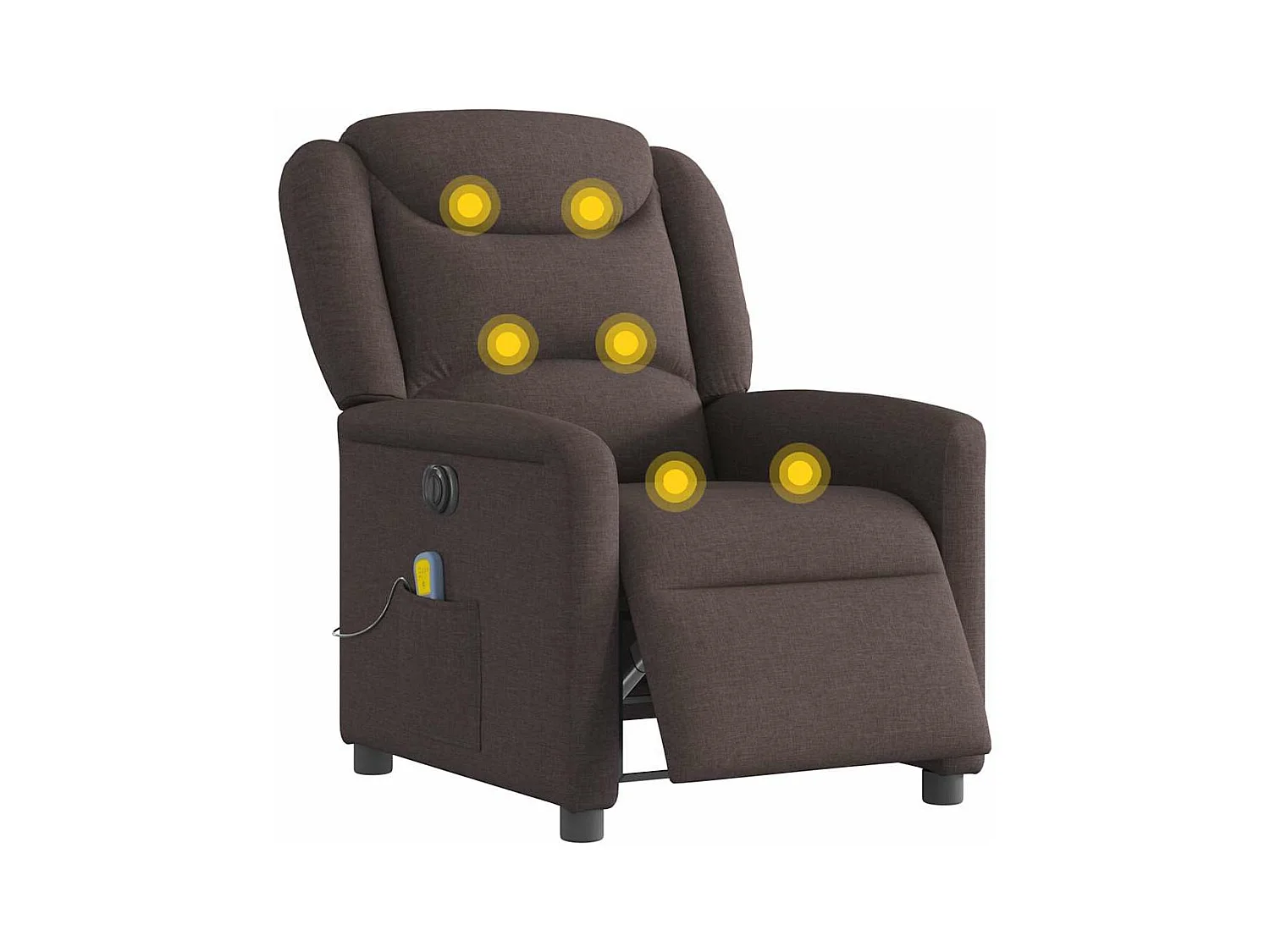 Fauteuil de massage inclinable électrique Marron foncé Tissu